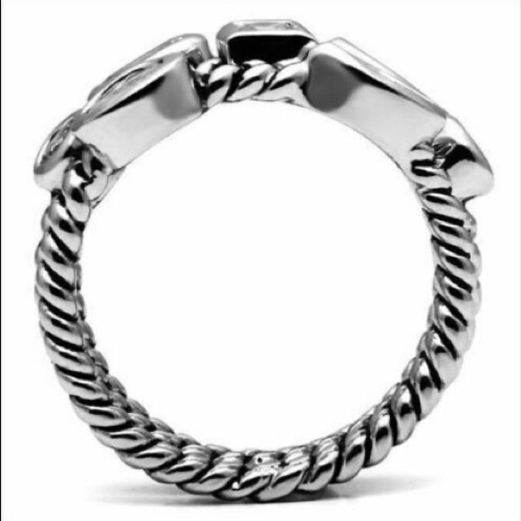 STAINLESS STEEL Bezel Set Cubic Zirconia Stackable Rings-Set Of 3 - Picture 13 of 13